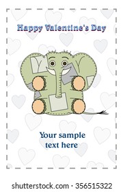 Greeting card of happy Valentine's Day. For girls version. You can use it in your own design.