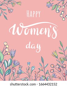 Greeting card Happy Women's Day. Backgrounds with flowers
