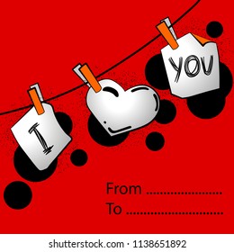 Greeting card with heart. Concept can be used for Valentines Day, wedding or love confession message.