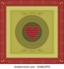 Greeting card with heart and decorative elements