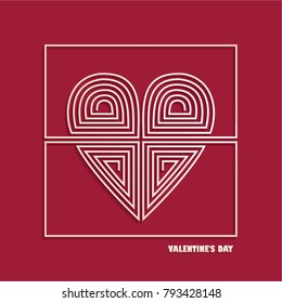 greeting card with a heart of gold foil for Valentine's day, vector illustration