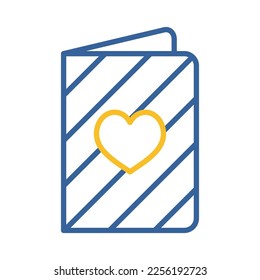 Greeting card with heart icon. Valentine day symbol. Vector illustration, romance elements. Sticker, patch, badge, card for marriage, wedding