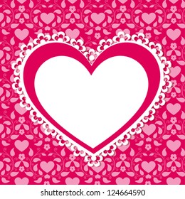 Greeting card with heart shape. Valentine's day background.