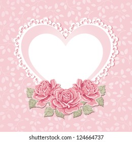 Greeting card with heart shape. Valentine's day background.