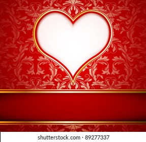 Greeting card with heart, vector illustration