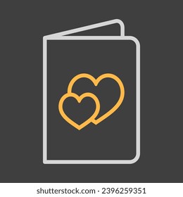 Greeting card with hearts on dark background icon. Valentine day symbol. Vector illustration, romance elements. Sticker, patch, badge, card for marriage, wedding