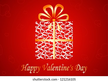 greeting card with hearts on a red background Valentine's Day
