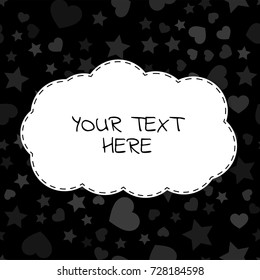 Greeting card with hearts and stars. Vector illustration.