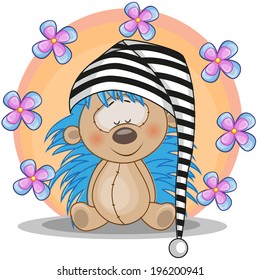 Greeting card Hedgehog with flowers