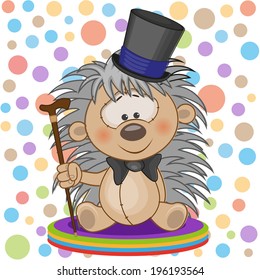 Greeting card Hedgehog in a hat
