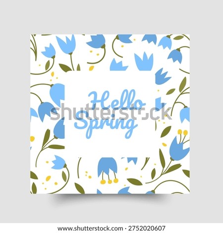 Greeting card Hello spring with spring flowers vector illustration format
