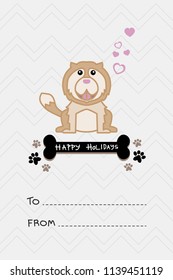Greeting card for Holiday Day with a cute Chow Chow Dog card for a postcard or poster.