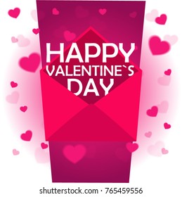 Greeting card for the holiday Valentine's Day. Pink envelope with the inscription Happy Valentine's Day. EPS10