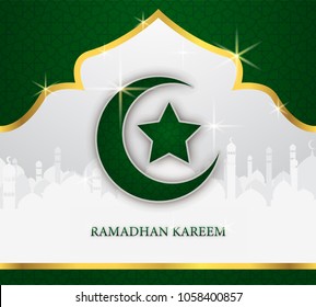 greeting card of holy ramadhan kareem days and ied mubarak days with shiny moon and star shape vector greeting card of holy ramadhan kareem days and ied mubarak days with shiny moon and star shape vector