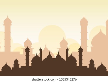 greeting card of holy ramadhan kareem and ied mubarak hand drawing vector