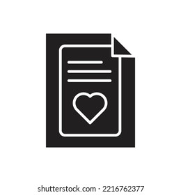 Greeting card icon design. Valentine day card outline vector.  isolated on white background
