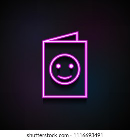 greeting card icon. Element of Minimalistic  icons for mobile concept and web apps. Neon greeting card icon can be used for web and mobile on dark gradient background