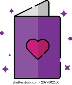 Greeting Card Icon. Happy Valentine's day signs and symbols. Love, couple, relationship, dating, wedding, holiday, romantic amour theme. 