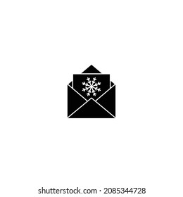 greeting card icon mail with snowflake icon happy new year 2022 Merry Christmas 