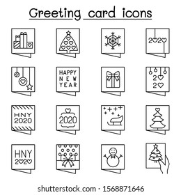 Greeting card icon set in thib line style