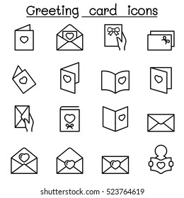 Greeting Card icon set in thin line style