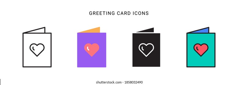 greeting card icon vector with different style design. isolated on white background