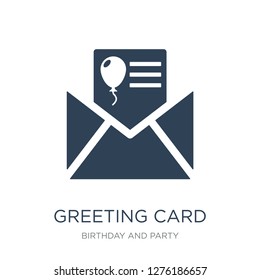 greeting card icon vector on white background, greeting card trendy filled icons from Birthday and party collection, greeting card vector illustration