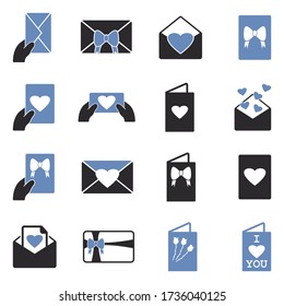 Greeting Card Icons. Two Tone Flat Design. Vector Illustration.