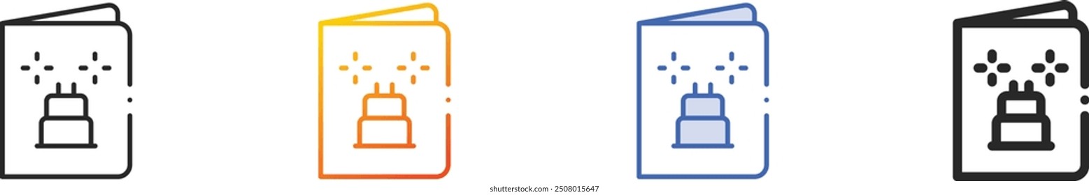 greeting card icon.Thin Linear, Gradient, Blue Stroke and bold Style Design Isolated On White Background