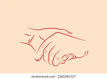  Greeting card idea to offer help   cooperation and two hands two person bond together in hand drawing style  Symbol support   care  editable vector  easy to reuse  eps 10 