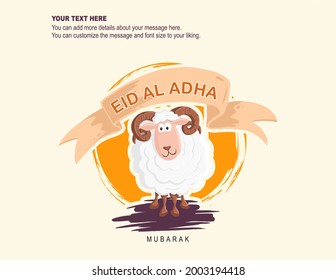
greeting card illustration, vector illustration for Eid al-Adha greetings with objects and places provided for the message you want to fill, can be used as posters, backgrounds and greeting cards on 