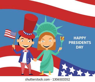 Greeting card with image of children and American flag.