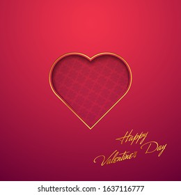 Greeting card with image of heart. Double layers heart of paper cut vector banner. Congratulations on February 14 day St. Valentine. Happy Valentine's day