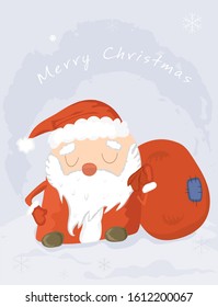 Greeting card with the image of Santa Claus and the signature Merry Christmas