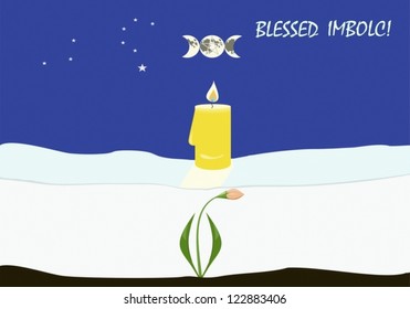 Greeting card to important Wiccan sabbath Imbolc, or Candlemas