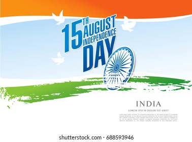 Greeting card for the Independence Day of India. 15 th of August