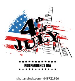 Greeting card for independence Day United States 4th of July. vector illustration