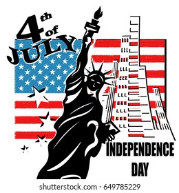 Greeting card for independence Day United States 4th of July. vector illustration