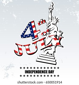 Greeting card for independence Day United States 4th of July. vector illustration