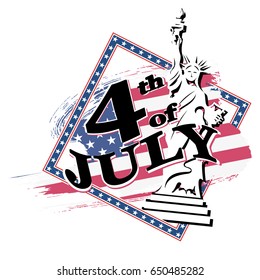 Greeting card for independence Day United States 4th of July. vector illustration