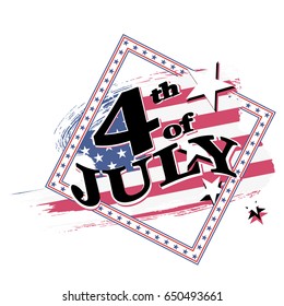 Greeting card for independence Day United States 4th of July. vector illustration