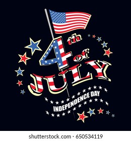 Greeting card for independence Day United States 4th of July. vector illustration
