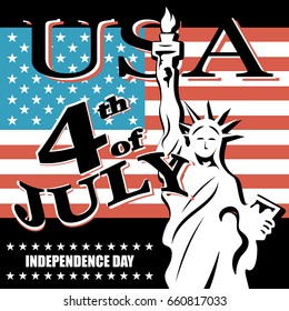 Greeting card for independence Day United States 4th of July. vector illustration
