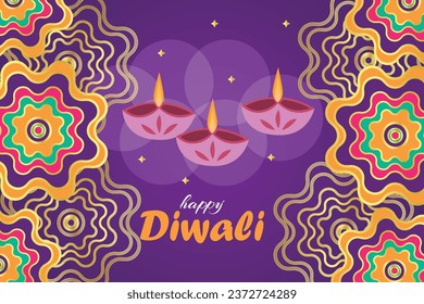 Greeting card for Indian holiday Diwali (Festival of lights) wit