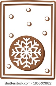 Greeting card with individual elements in the form of gingerbread on a transparent background. Vector. Print for printed holiday products.
