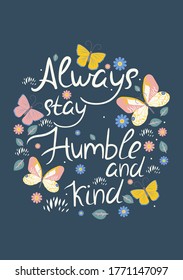 Greeting card with inscription and butterflies. Vector graphics.