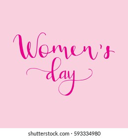 Greeting card - International Happy Women's Day. 8 March holiday background with lettering. Trendy design template for party flyer or banner. Vector illustration.