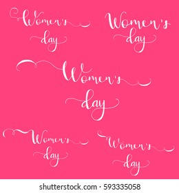 Greeting card - International Happy Women's Day. 8 March holiday background with lettering. Trendy design template for party flyer or banner. Vector illustration.