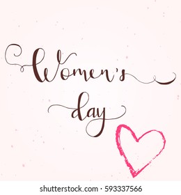 Greeting card - International Happy Women's Day. 8 March holiday background with lettering. Trendy design template for party flyer or banner. Vector illustration.