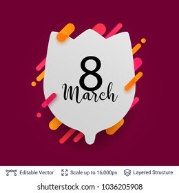 Greeting card for International Women's Day. Editable vector background. Simple shapes and minimalistic design.